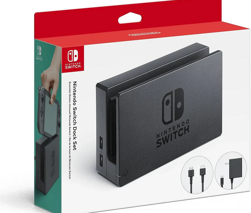 Nintendo Switch Dock + Oplader - Sort (V1) - Original (Refurbished)