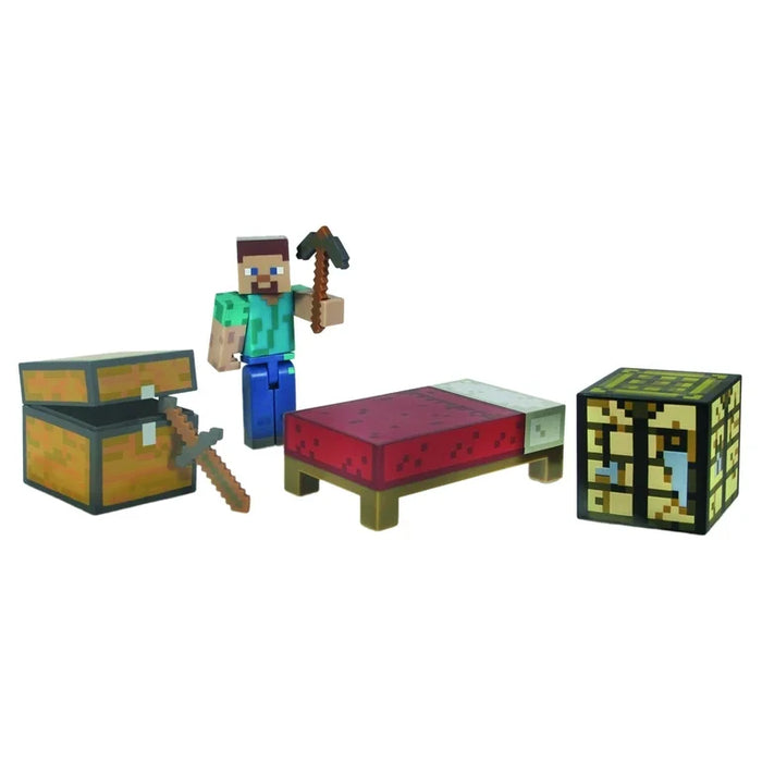 Minecraft Steve, Figur (+ Seng, Sværd, Pickaxe, mm.)