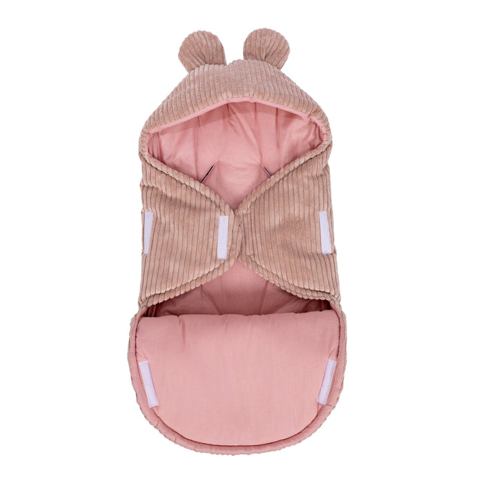 Baby Swaddle with Bear Ears – Powder Pink