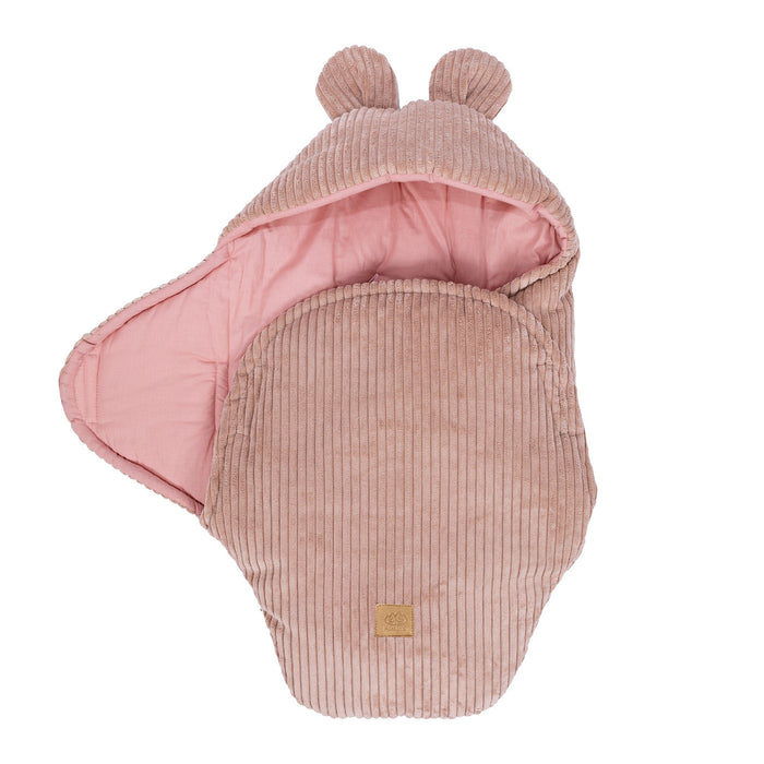 Baby Swaddle with Bear Ears – Powder Pink