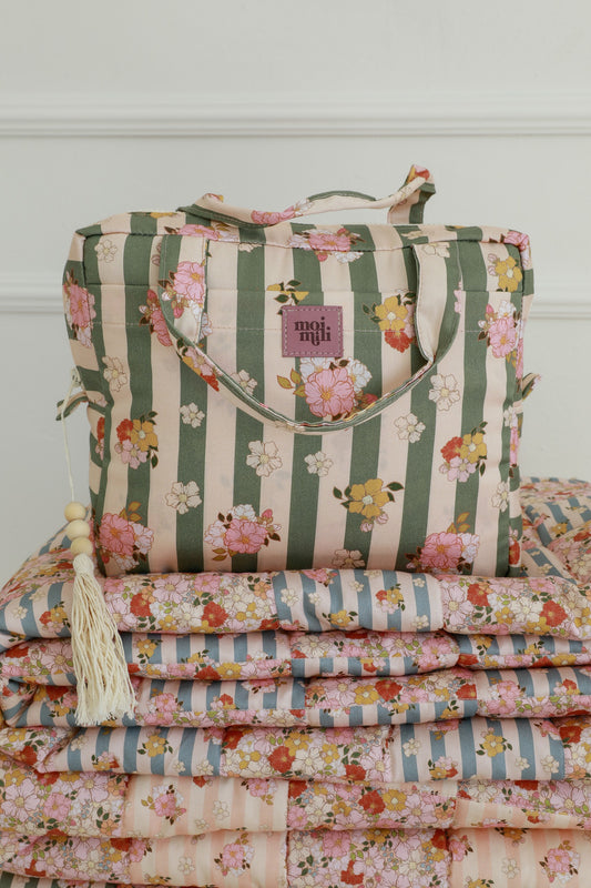 Stor Makeup/Pusletaske - Green Striped | Moi Mili – Din Rejse- og Hverdagsmakker - Sandkasse i haven
