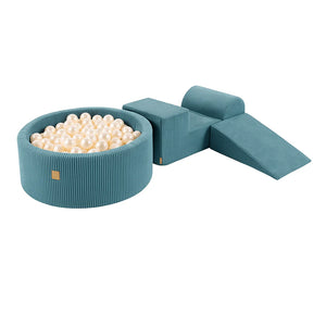 MeowBaby® Legetøjssæt med Boldbassin – Turkis & Perle-hvid