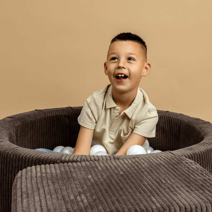 Rund Boldbassin med 200 Bløde Blå/Lyserøde Bolde, 90x30 cm - Brun - MeowBaby®