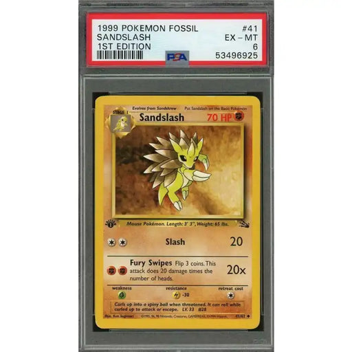 Pokemon Fossil: 1st Edition Sandslash #41 1999 - PSA 6 EX-MT