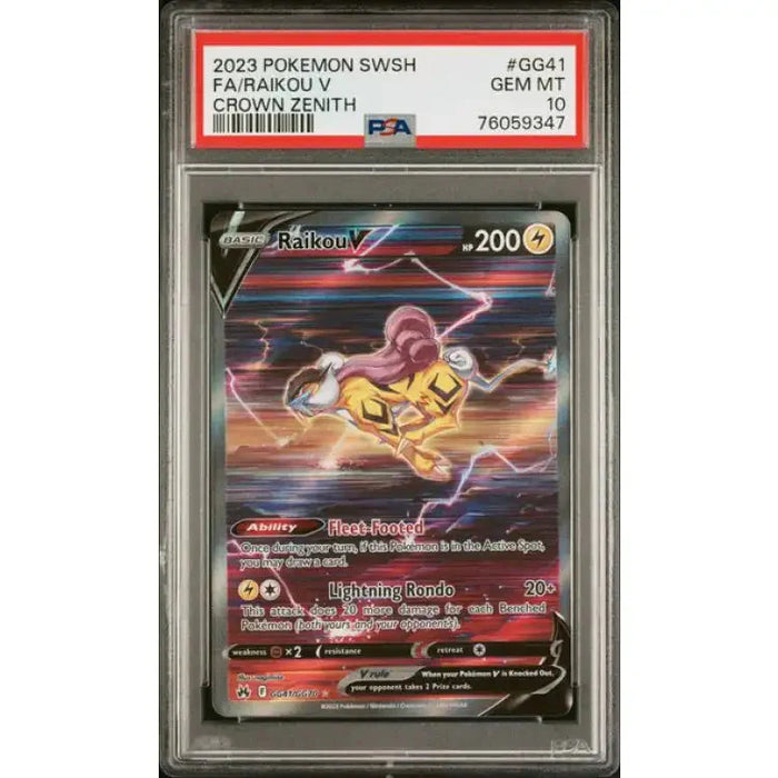 Pokemon Crown Zenith: Raikou V #GG41 - PSA 10, Gem Mint - ADLR Poké-Shop