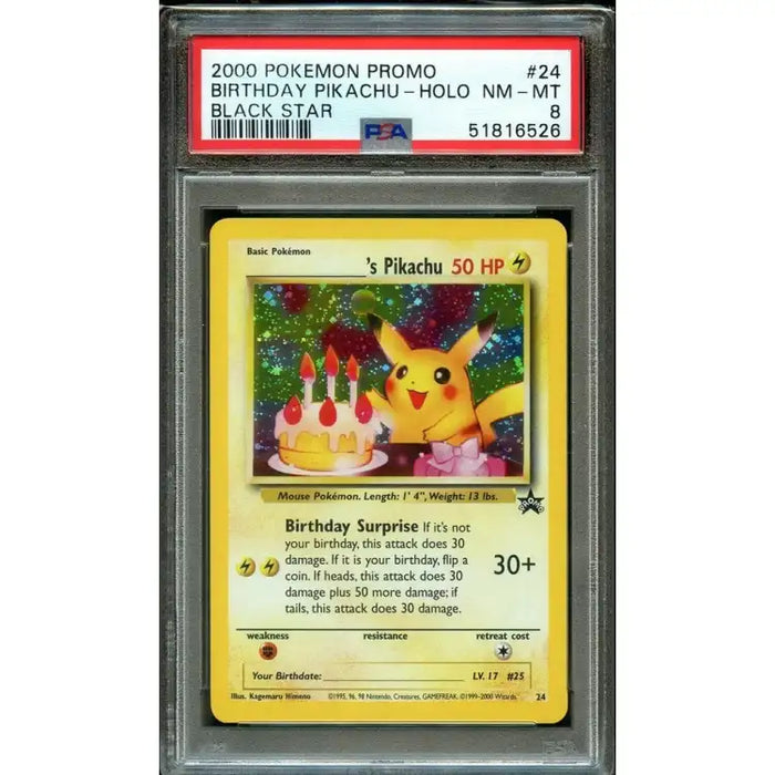 Pokemon: Promo Holo Birthday Pikachu #24 2000 - PSA 8 NM-MT