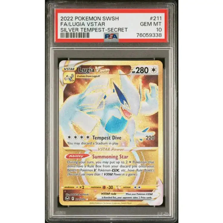 Pokemon Silver Tempest: Lugia VSTAR (Gold) #211 - PSA 10, Gem Mint